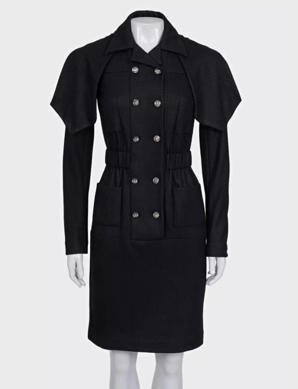 NWOT Chanel Black Double-Breasted Belted Dress - FR 36